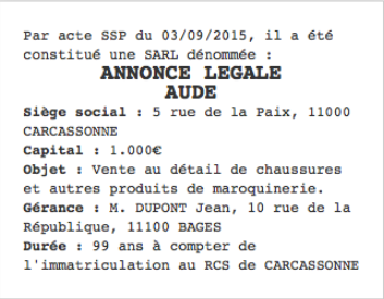 annonce legale aude